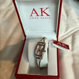 Anne Klein Silver-Tone Rectangular Watch
